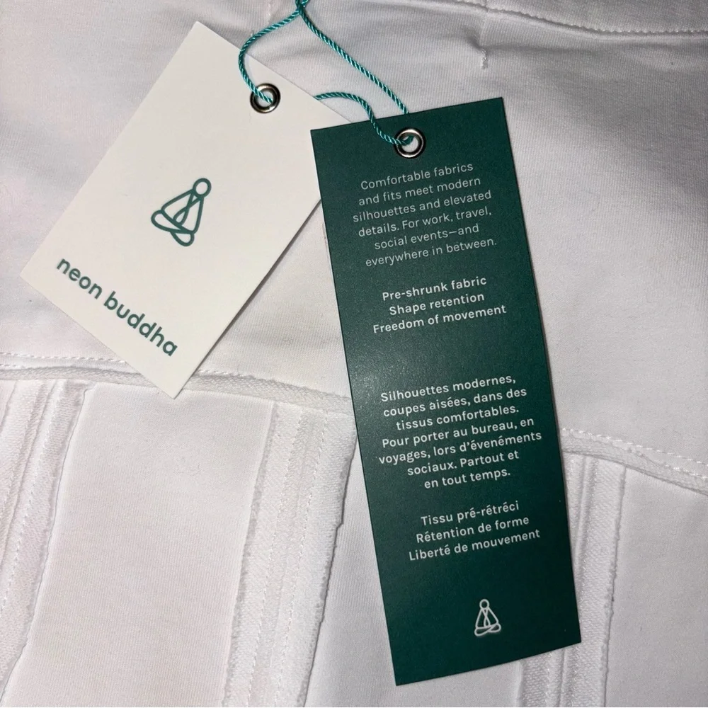 Neon Buddha White Jacket with Stretch, Relaxed Fit, Long Sleeves, NWT - Picture 6 of 7